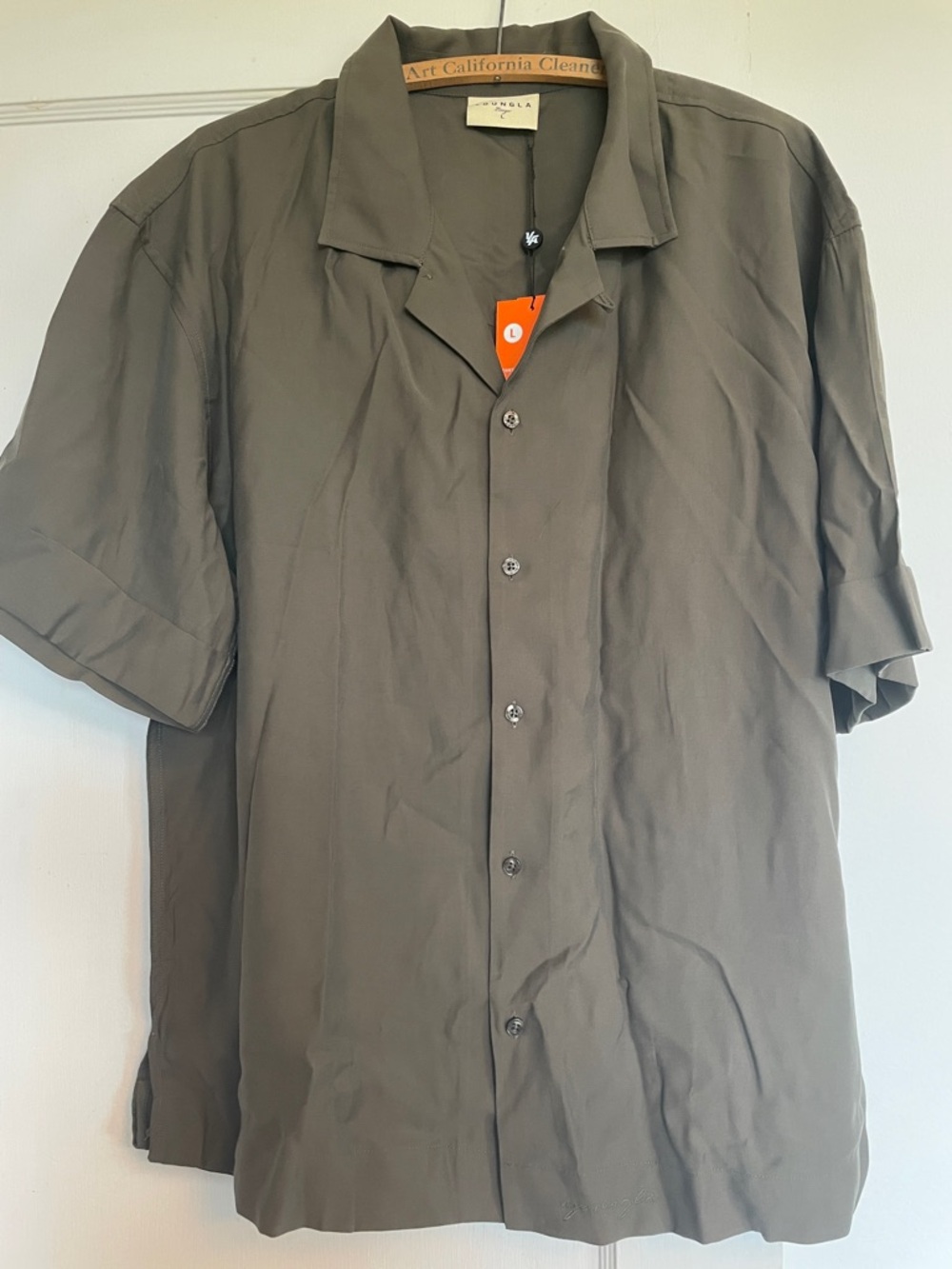 YoungLA Olive Short Sleeve Button-Down Shirt